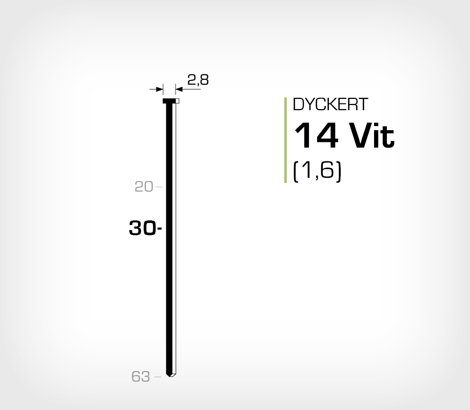 Vitlackerad dyckert 14/30 Vit galv (SKN 16-30 Vit)