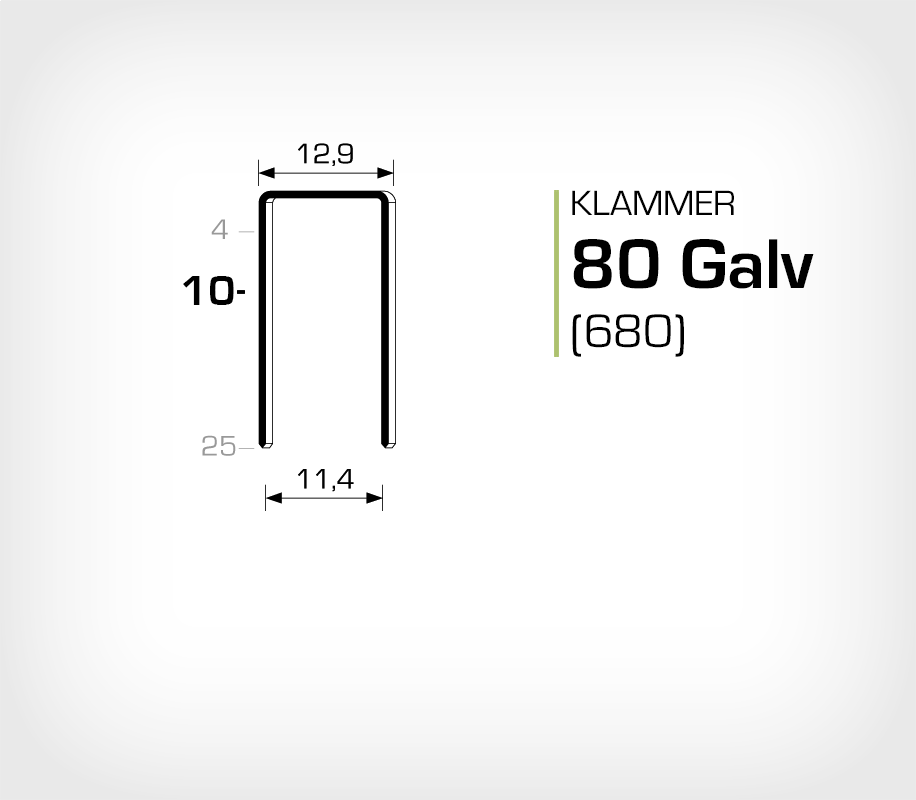 Klammer 80/10 Elförzinkad (680-10) - 10 mille