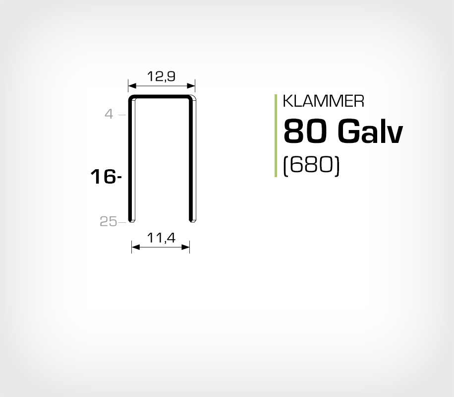 Klammer 80/16 Elförzinkad (680-16) - 5 mille