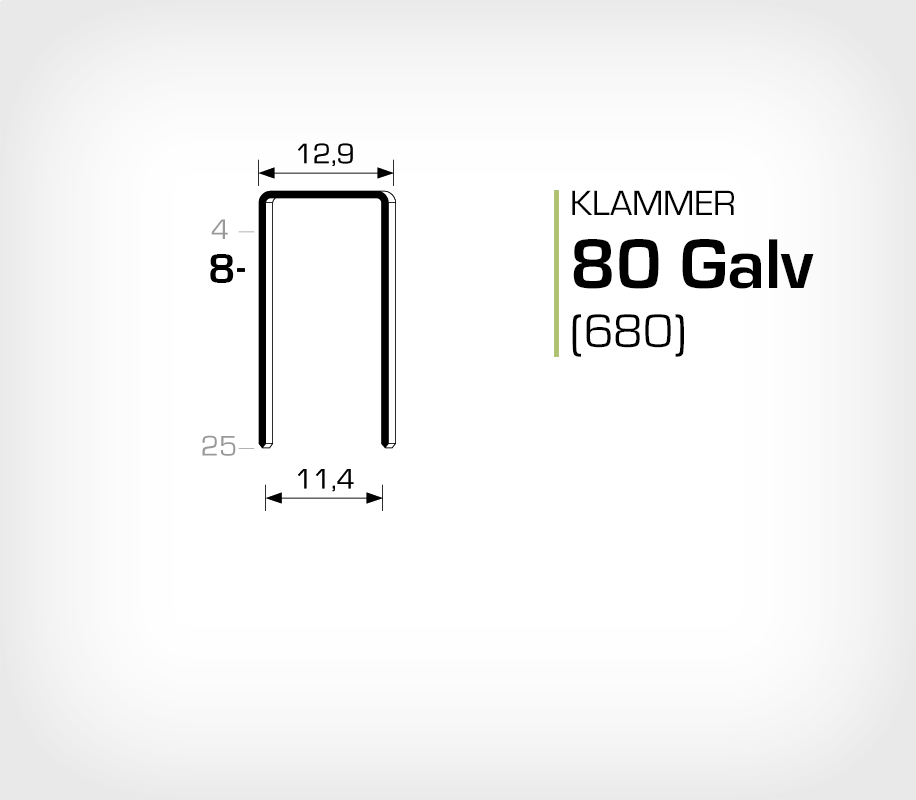 Klammer 80/8 Elförzinkad (680-08) - 10 mille