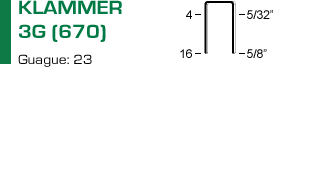 Klammer 3G eller 670 för klammerpistol 3G.16 NF